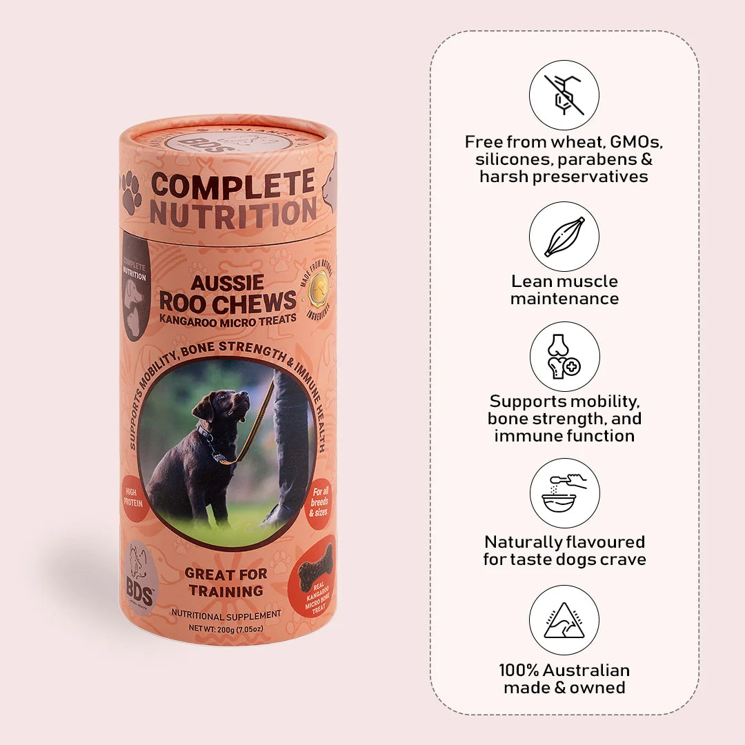 BDS Animal Health Aussie Roo Chews kangaroo micro dog training treats Australian made