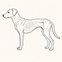 Underweight dog illustration