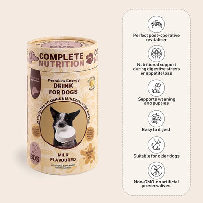 BDS Premium Energy Drink for Dogs milk flavored vitamins minerals post-operative support digestive health weaning puppies older dogs non-GMO
