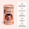 BDS Luminous Meal Topper can with dog image and benefits listed for dog skin and coat health on a beige background