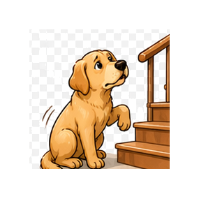 Pausing at the stairs